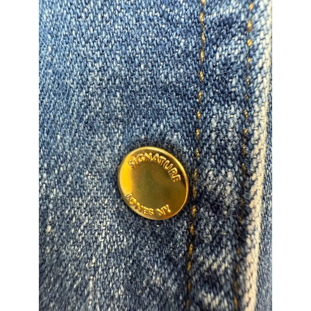 Signature‎ Jones NY Denim Button Up Tie Front Shirt Jacket Women's L - Picture 5 of 6